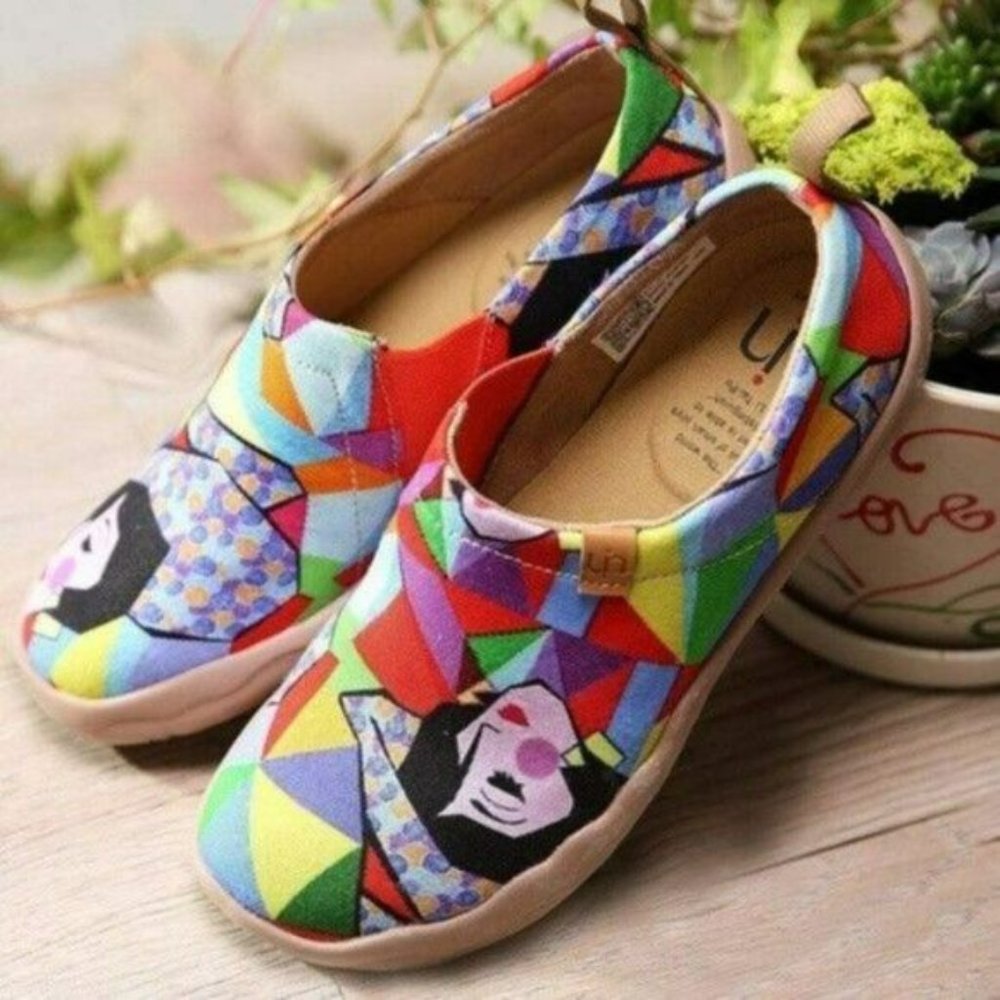 Size 10 NWT UIN Slip On Shoes Canvas Comfortable Loafers Rainbow Girl - Picture 6 of 7